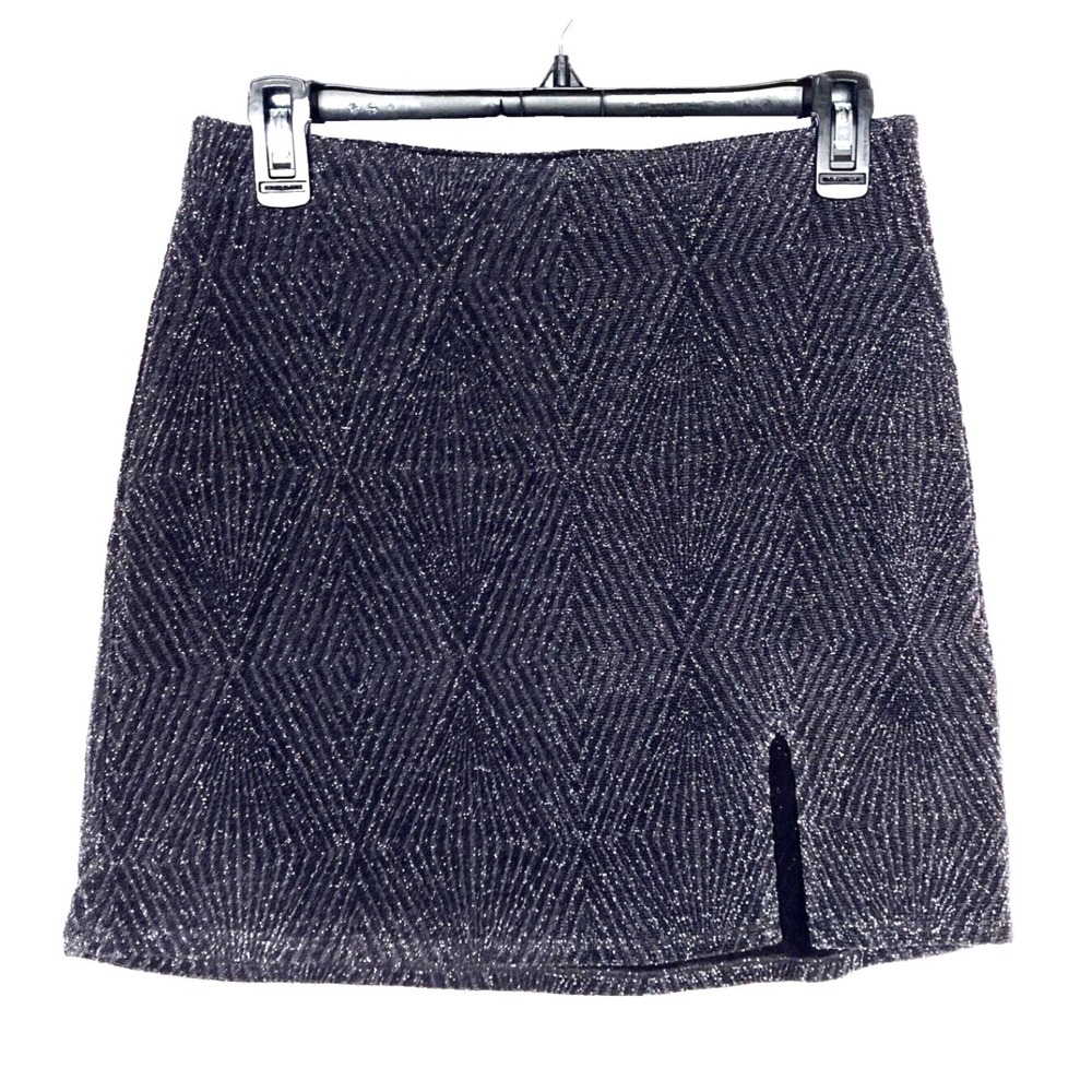 Y2k Speechless Metallic Glitter Gogo Stretch Slit Glam Mod Mini Skirt Womens L